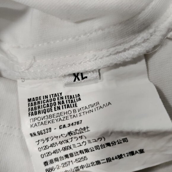 Prada Milano White Logo Embroidered Short Sleeve Designer Luxury Women's Size XL - Picture 10 of 14